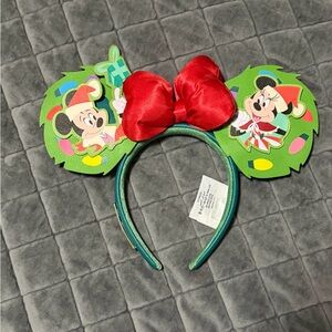 Disney Mickey and Minnie Holiday Headband with Red Bow